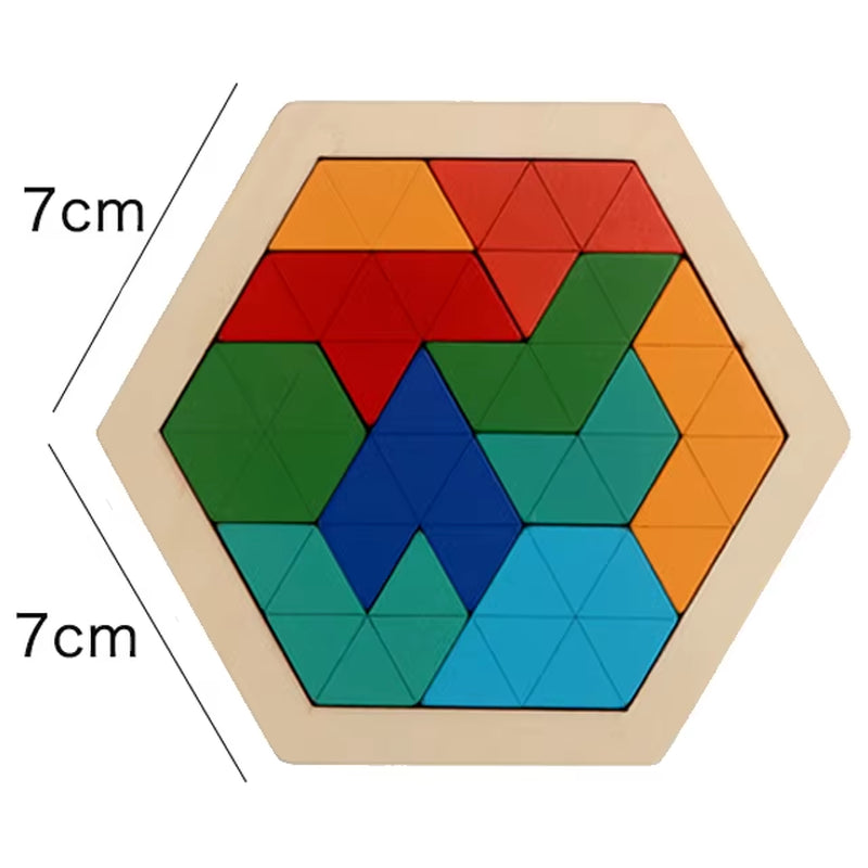 Montessori-Inspired 3D Wooden Jigsaw Puzzle and Tangram Math Toys for Early Childhood Development