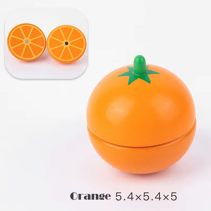 Magnetic Wooden Cutting Fruits and Vegetables Simulation Kitchen Playset - Montessori Educational Toy for Children