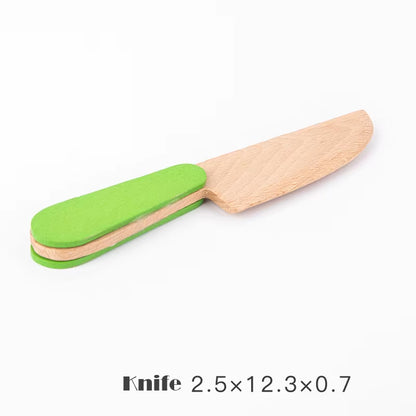 Magnetic Wooden Cutting Fruits and Vegetables Simulation Kitchen Playset - Montessori Educational Toy for Children